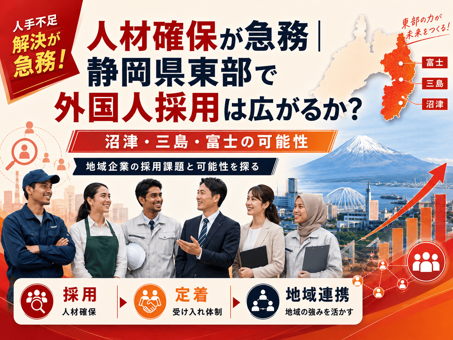 人材確保が急務｜静岡県東部で外国人採用は広がるか？沼津・三島・富士の可能性