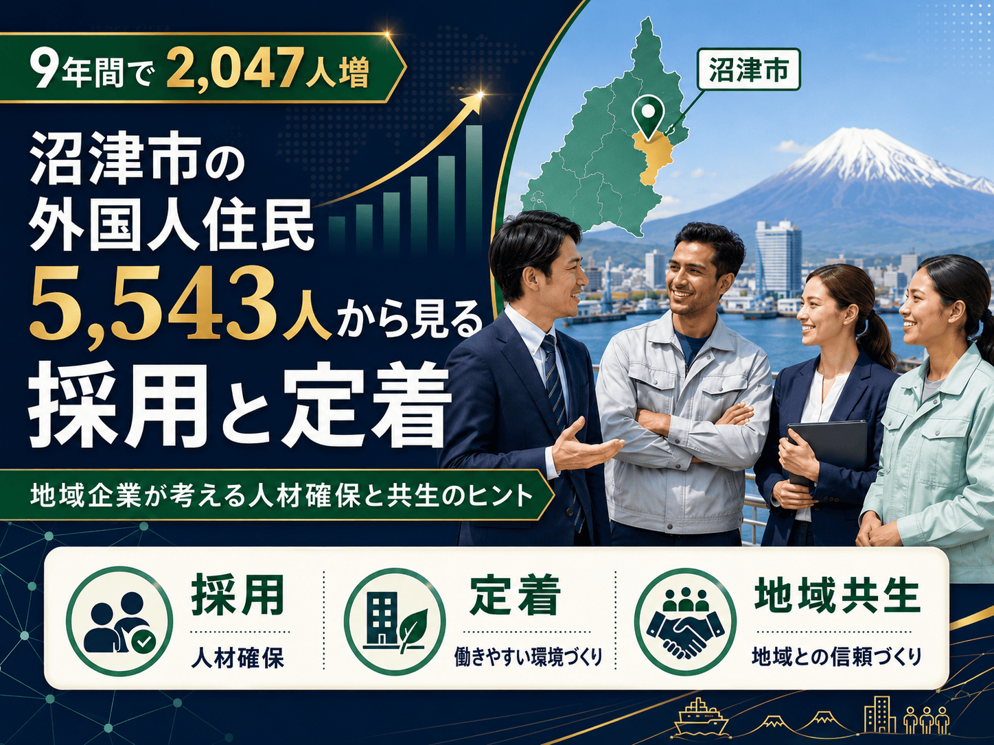 9年間で2,047人増｜沼津市の外国人住民5,543人から見る採用と定着